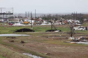 A group of businesses on Hwy. 78 in Copeville were destroyed and two people were killed by a tornado that swept through the area Saturday night.