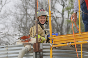 Nevada Volunteer Fire Captain Peter Hacking participates in a grain silo entrapment training exercise in 2014. Captain Hacking was killed in a head-on collision March 31.