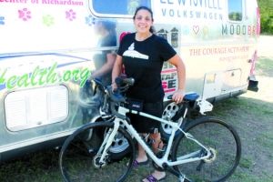 Endurance cyclist Danielle Girdano set a new record of 23 days for a ride from Chicago, Ill., to Santa Monica, Calif., roughly following old Route 66. The old record was 44 days.